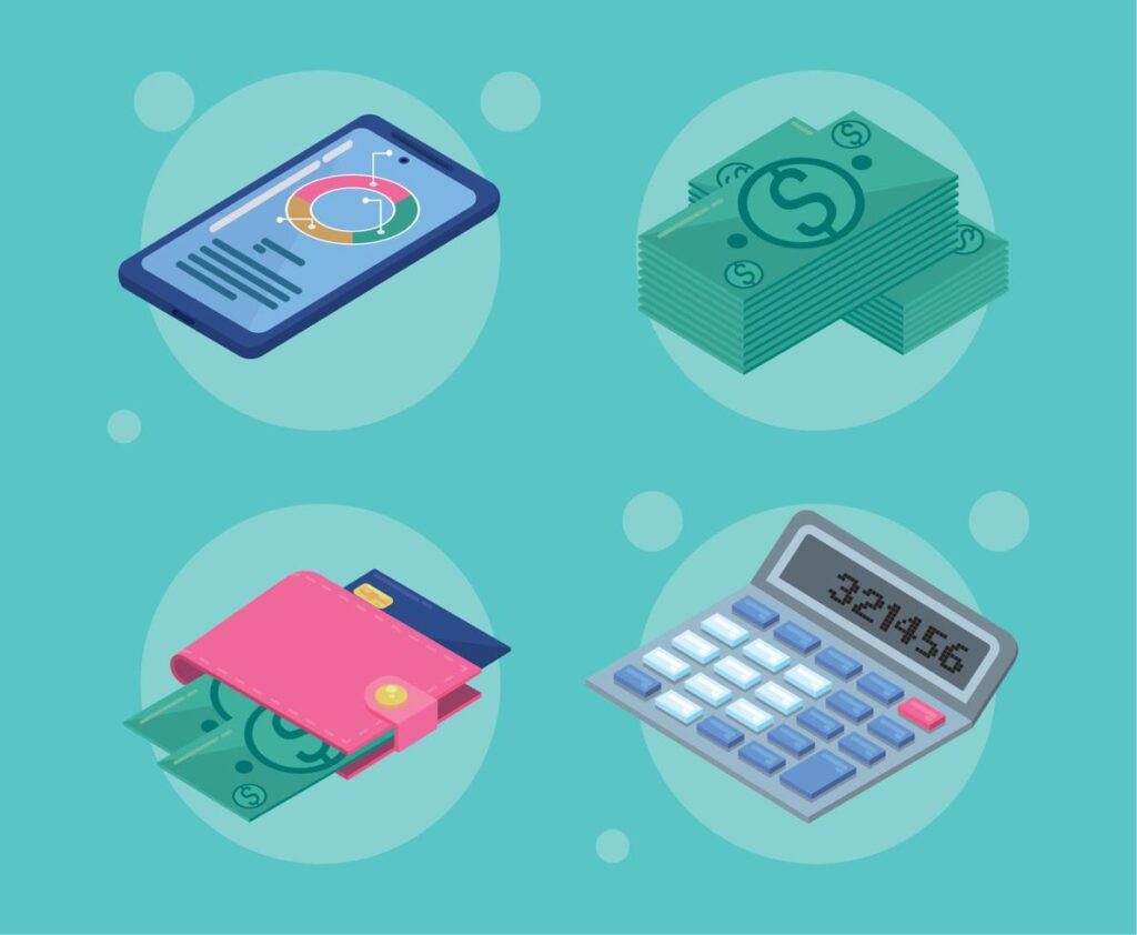 four budget management icons Stock Free