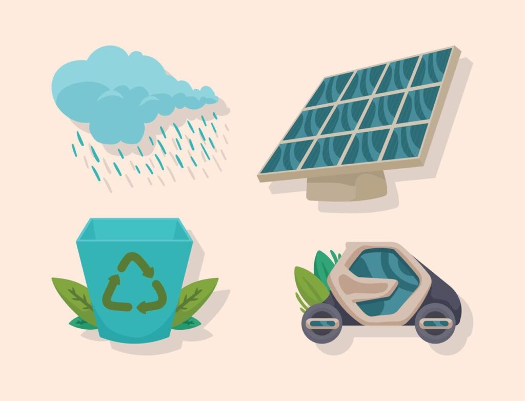 four clean energy icons Stock Free