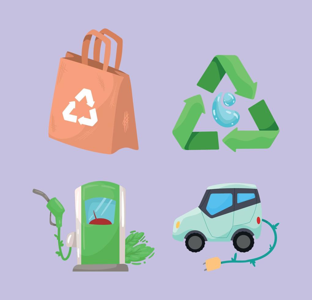 four eco friendly icons Stock Free