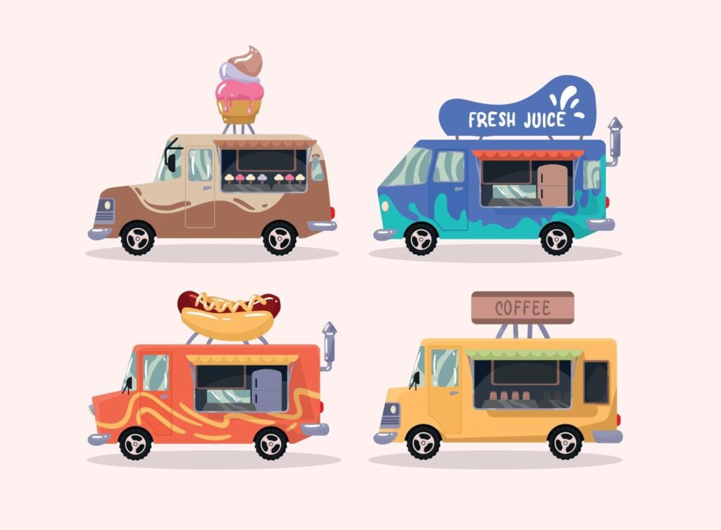 four food trucks icons Stock Free