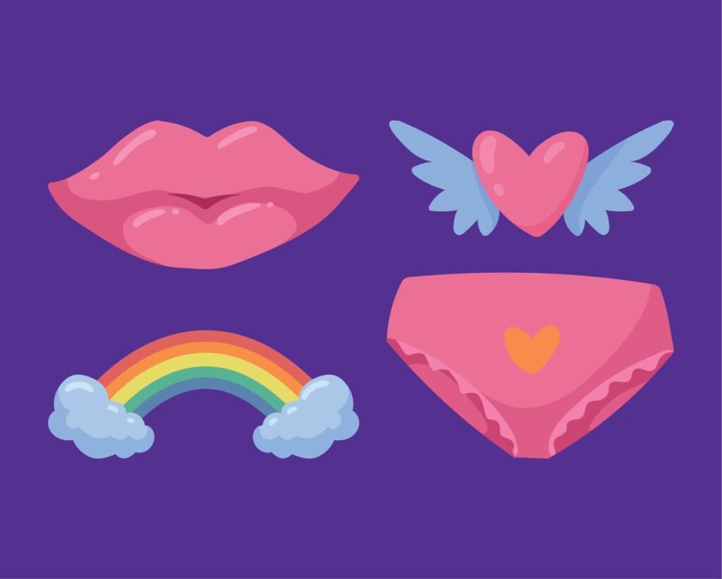 four girly doodle icons Stock Free