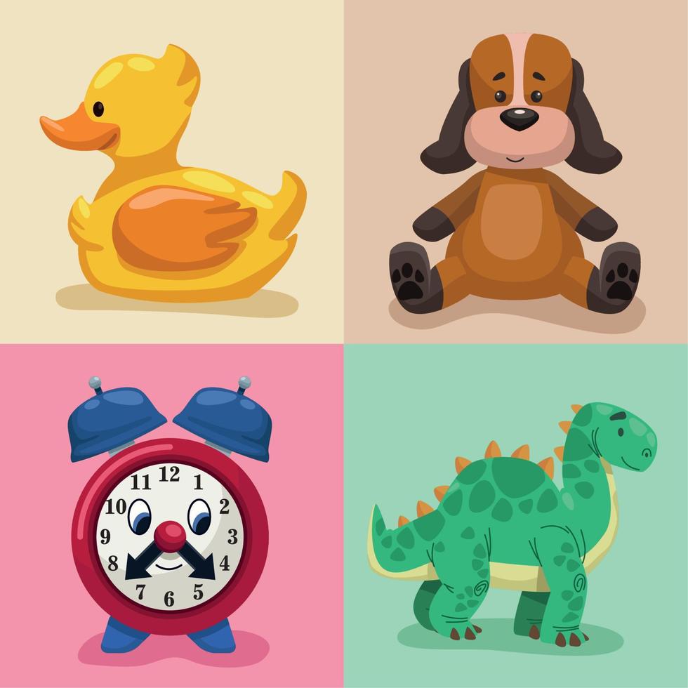 four kids toys icons Stock Free