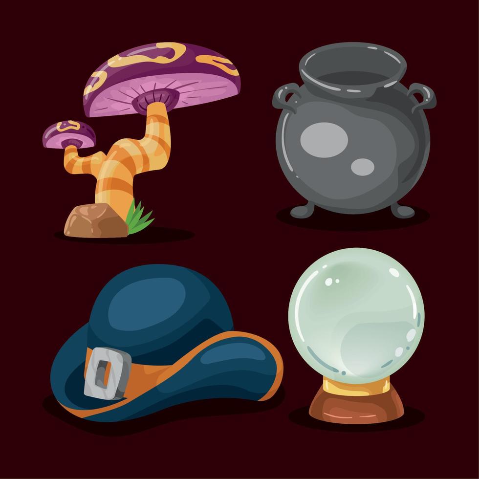 four magic witch icons Stock Free