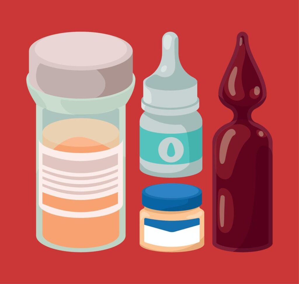 four medicines drugs icons Stock Free