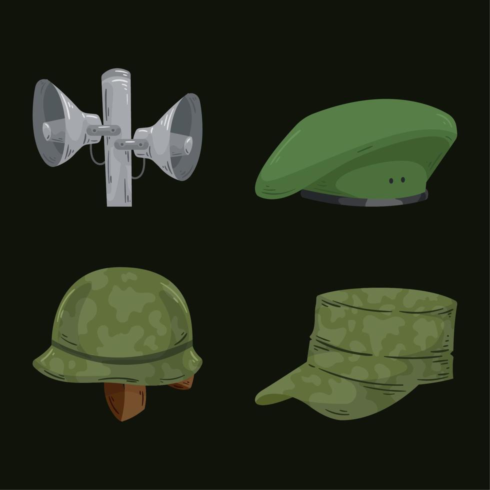 four military equipment icons Stock Free