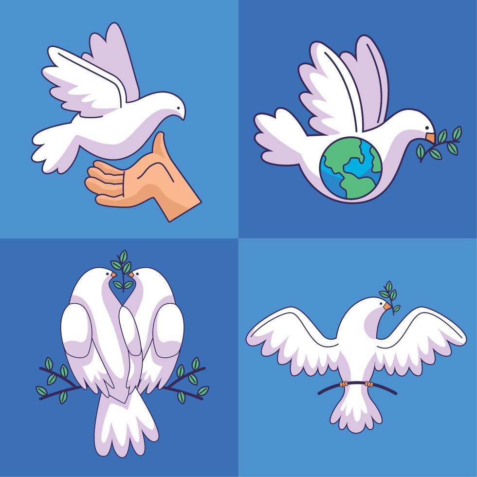 four peace dove icons Stock Free