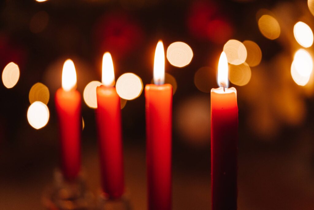 Four Red Christmas Candles Free Photo