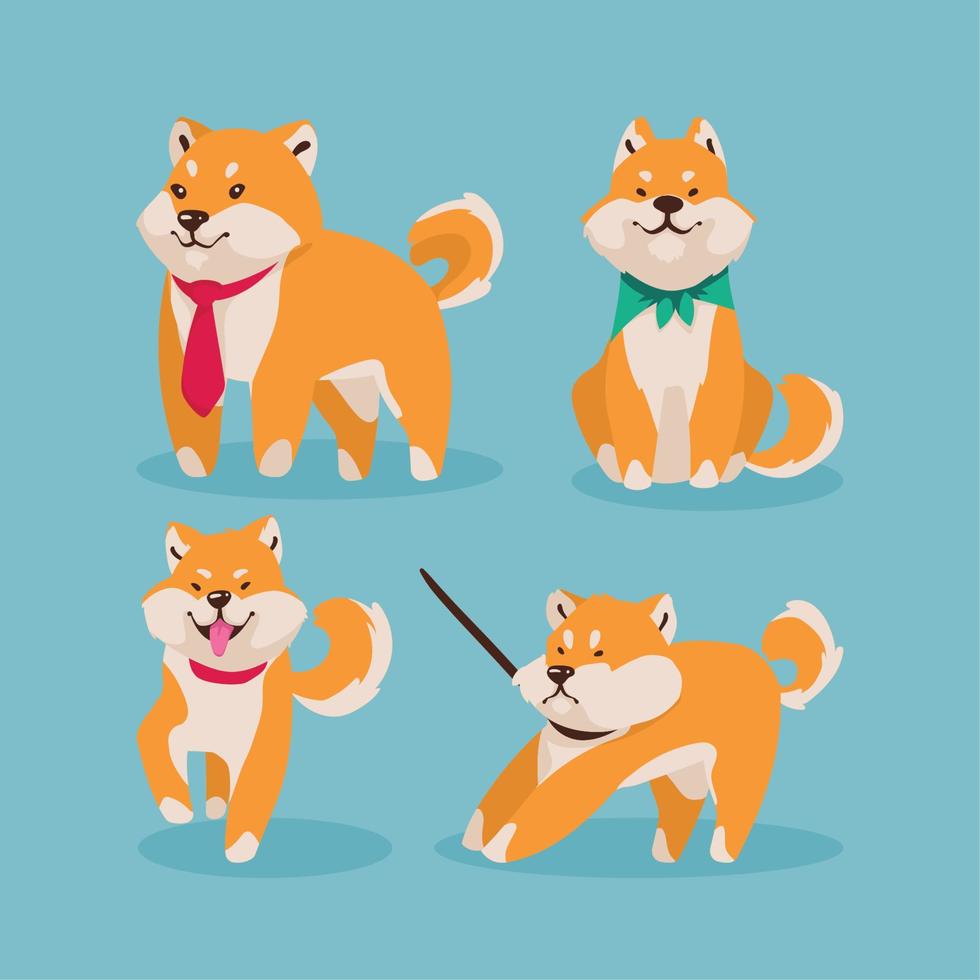 four shiba inu icons Stock Free