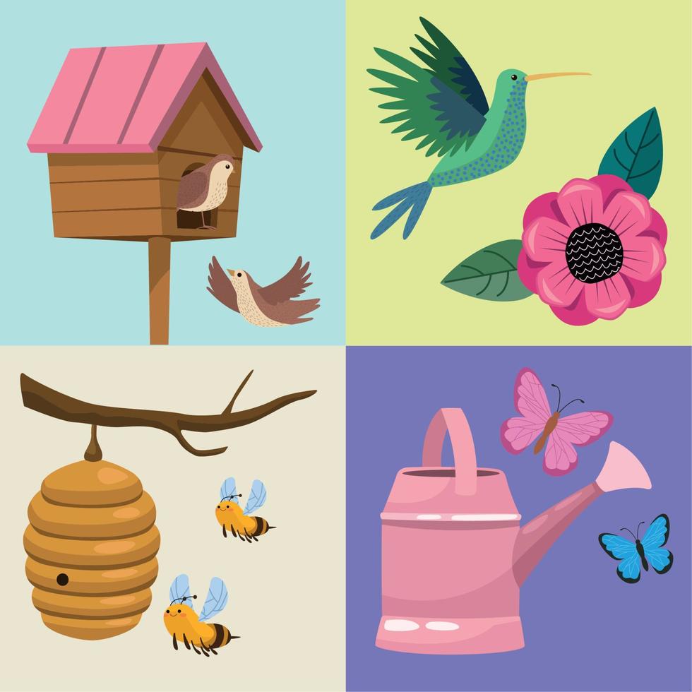 four spring season icons Stock Free