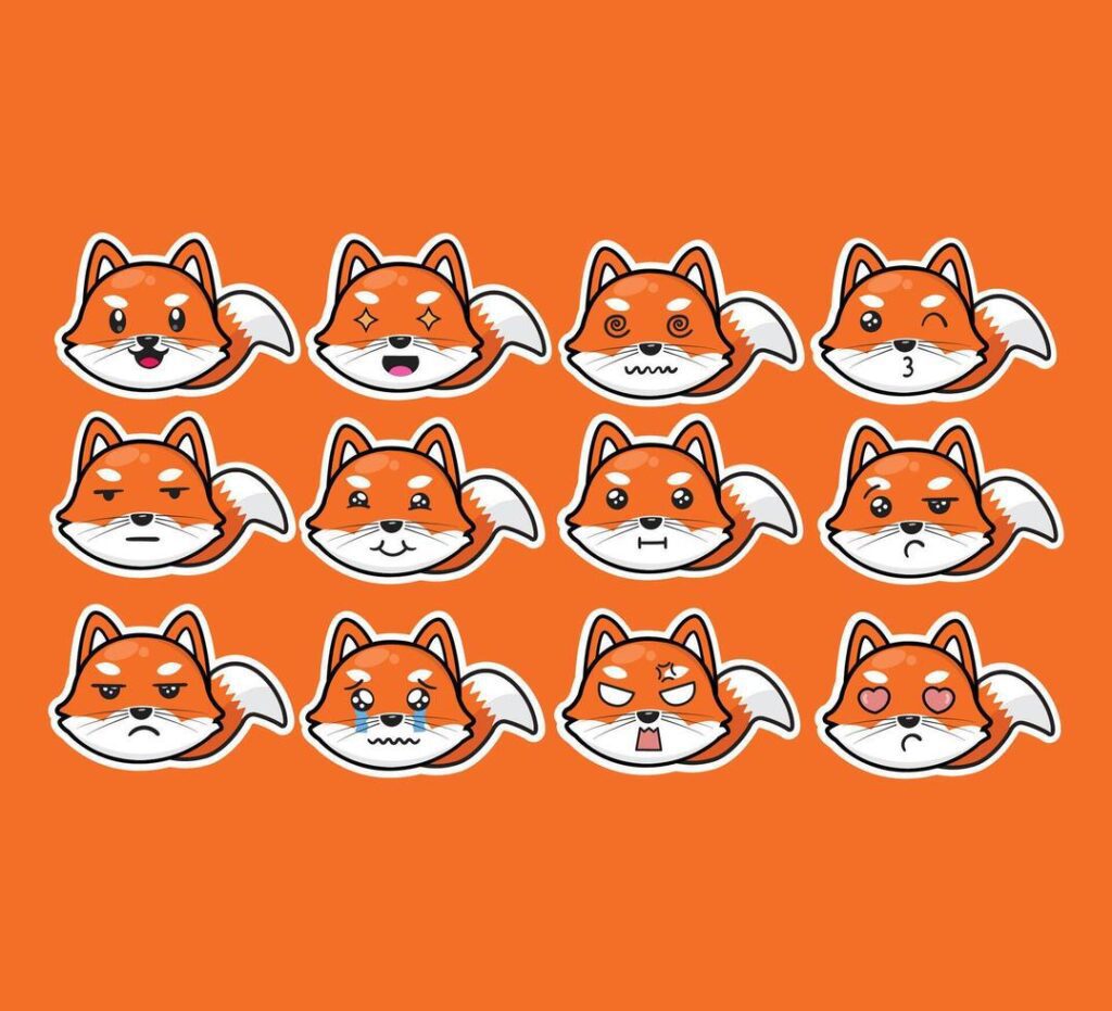 Fox Cute Icon Set Design Stock Free