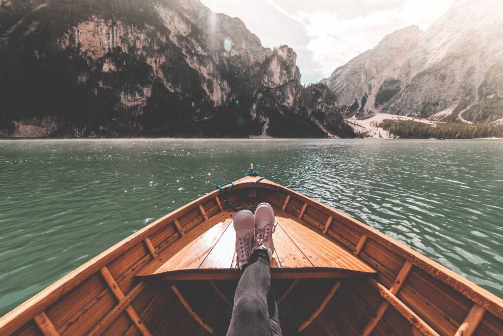 FPV Woman Legs on a Rowing Boat Free Photo