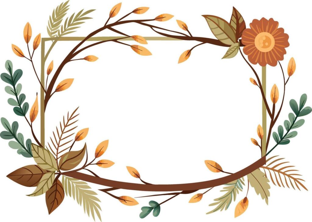 frame with boho style flowers and leafs icon vector illustration Stock Free