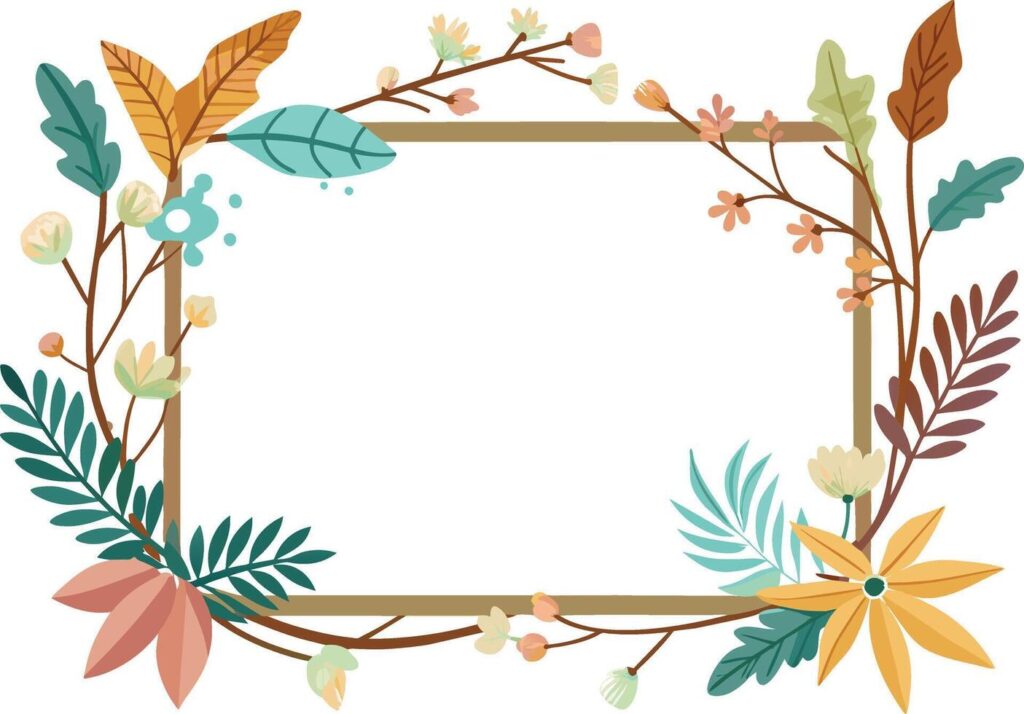 frame with flowers and leafs decorative icon vector illustration design Stock Free