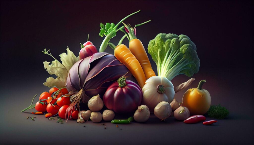 fresh and healthy vegetables nature food ,generative AI Stock Free