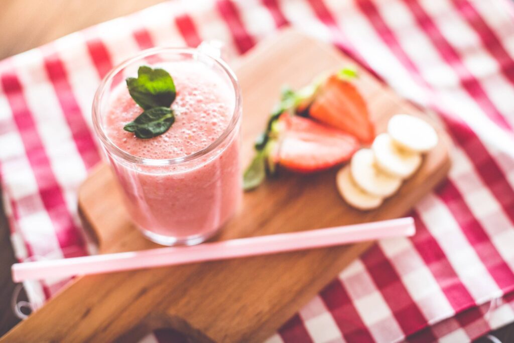 Fresh and Yummy Smoothie with Strawberries & Bananas Free Photo