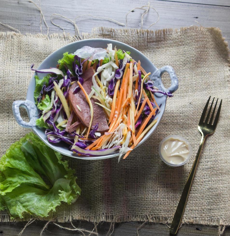 Fresh food vegetable salad, served on a plate Stock Free