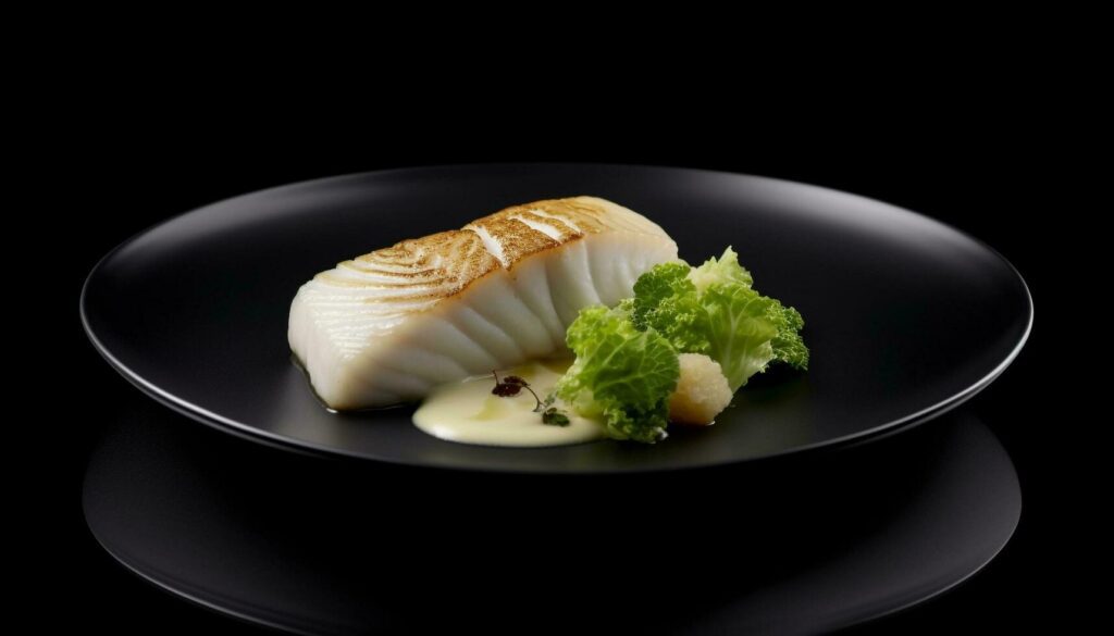 Fresh seafood fillet on gourmet sushi plate generated by AI Stock Free