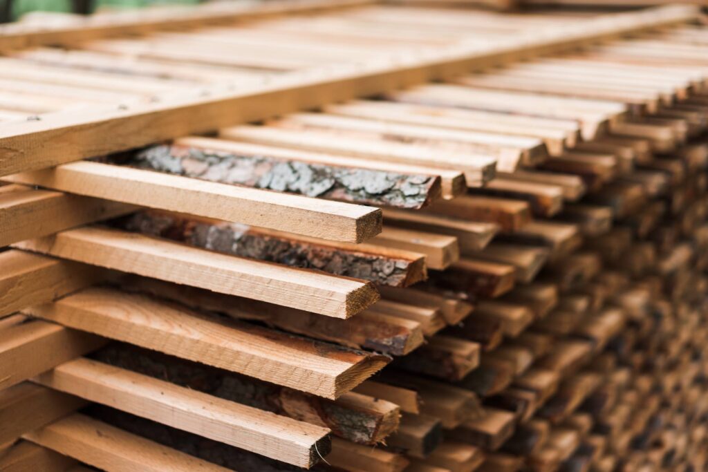 Freshly Cut Wood Stacked for Lumber Air Drying Close Up Free Photo