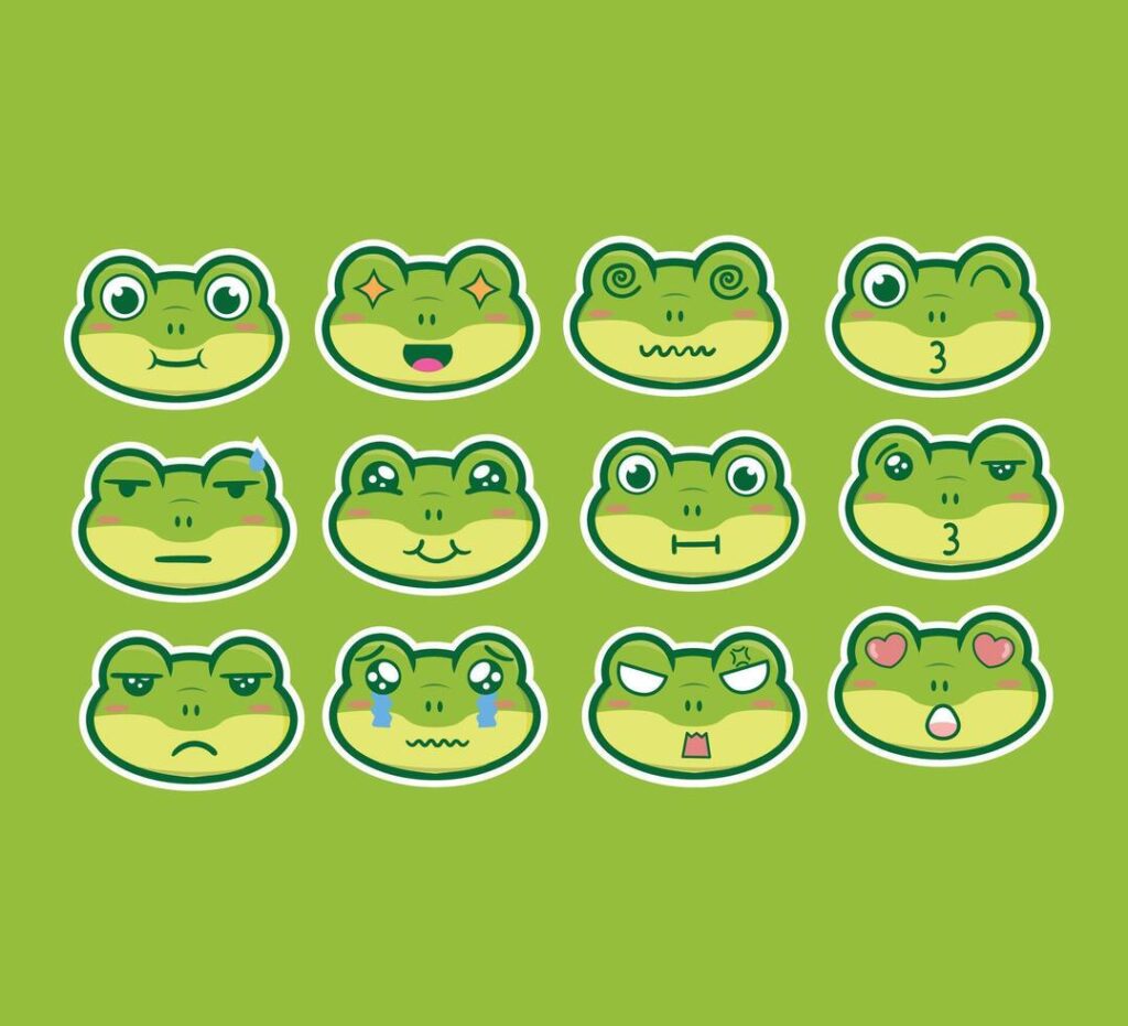 Frog Cute Icon Set Design Stock Free