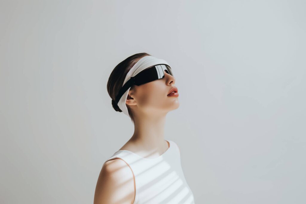 Futuristic Vision Woman With Glasses Minimalistic Stock Free