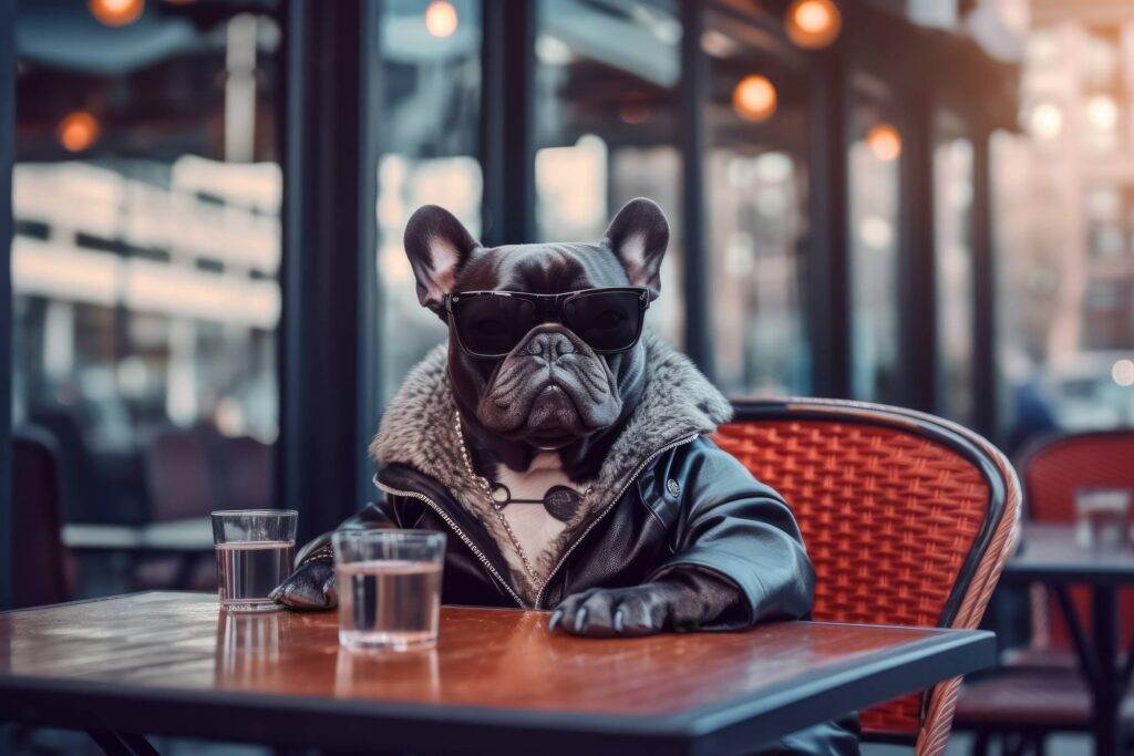 Gangsta Bulldog in a Leather Jacket Stock Free