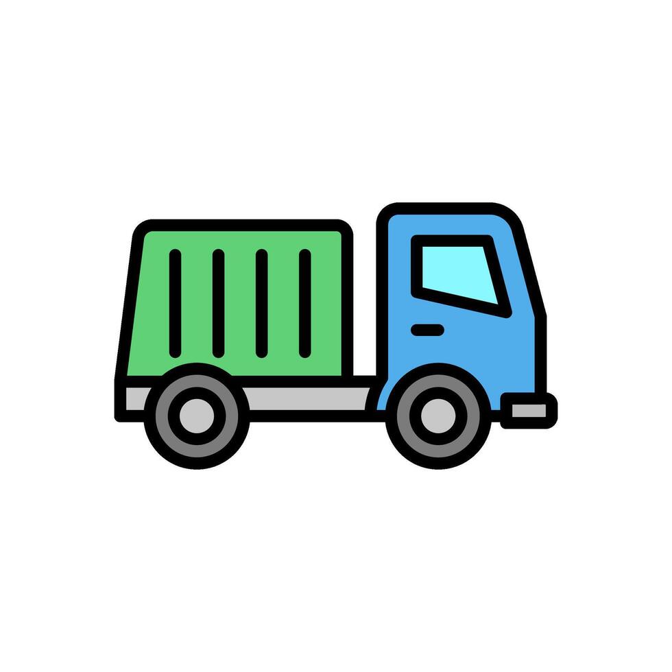 garbage truck, colored line icon, isolated background Stock Free