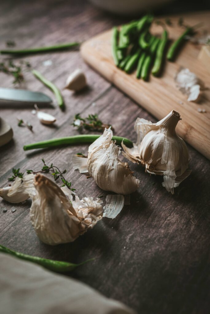 Garlic Head on a Wooden Rustic Table Free Photo