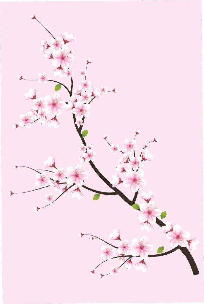 generated ai Sakura flower illustration Free Vector