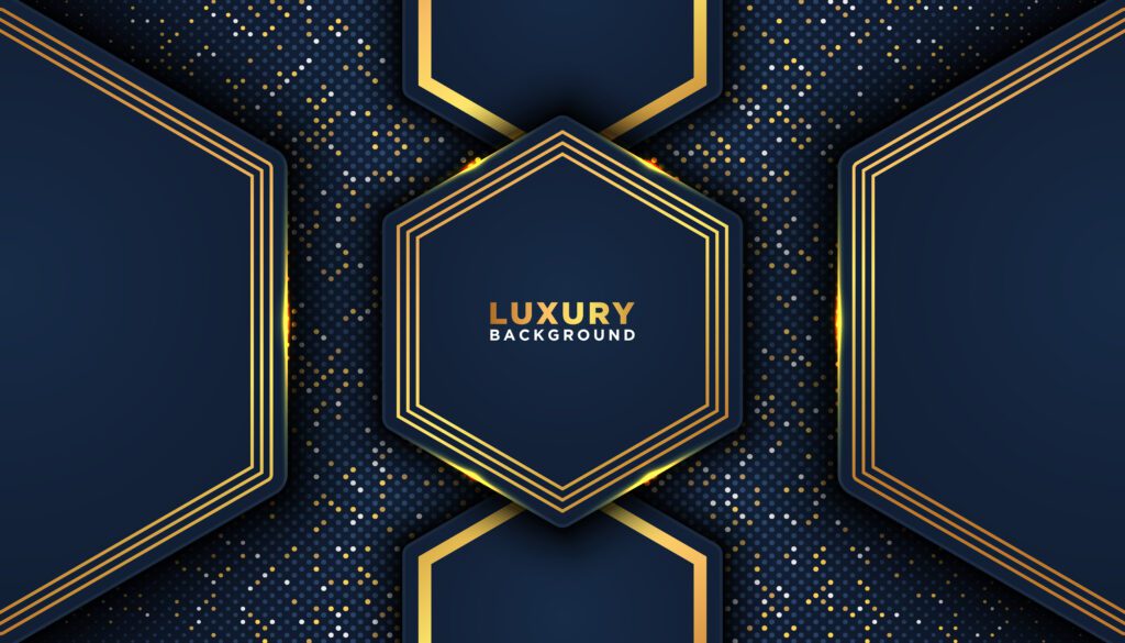 Geometric Dark Blue with Gold Trim Shapes Luxury Background Free Vector