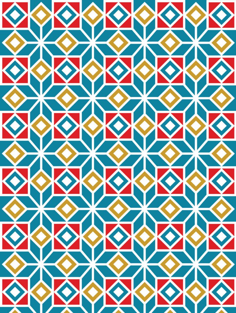 geometric square repetition blue red yellow background design. Free Vector