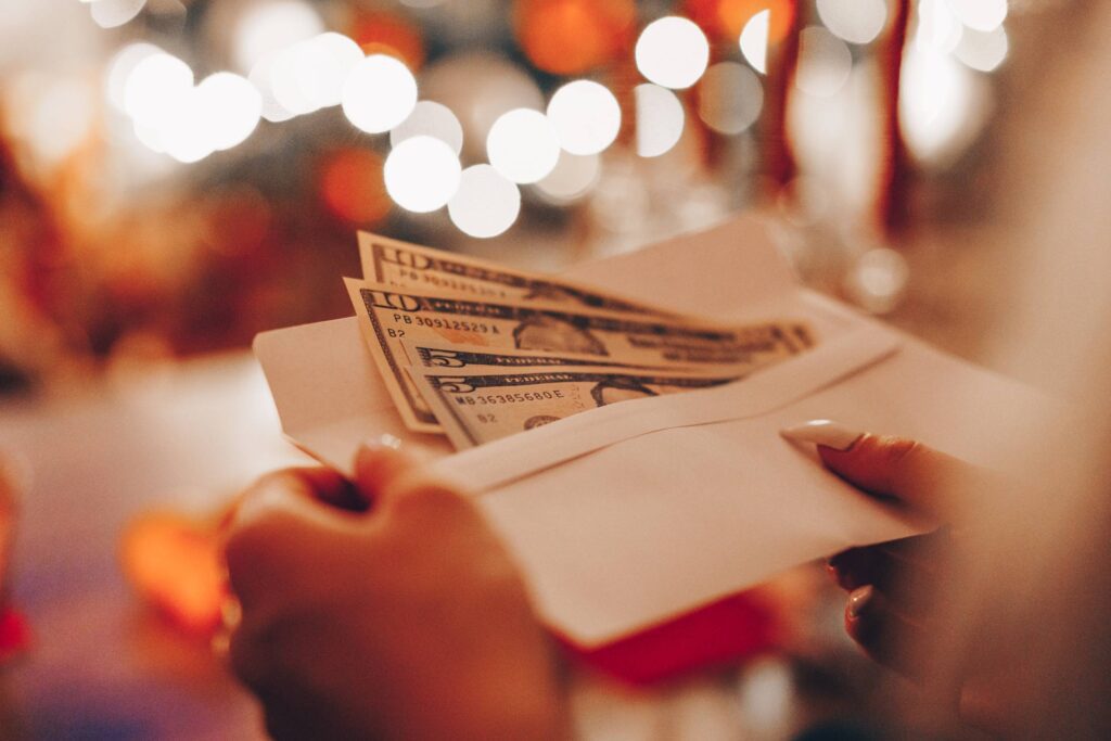 Getting Money as a Christmas Gift Free Photo