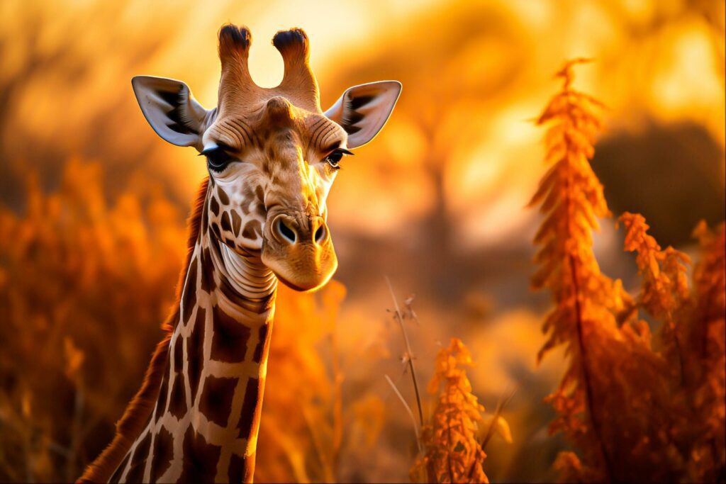 Giraffe in the field, Generative Ai Free Photo