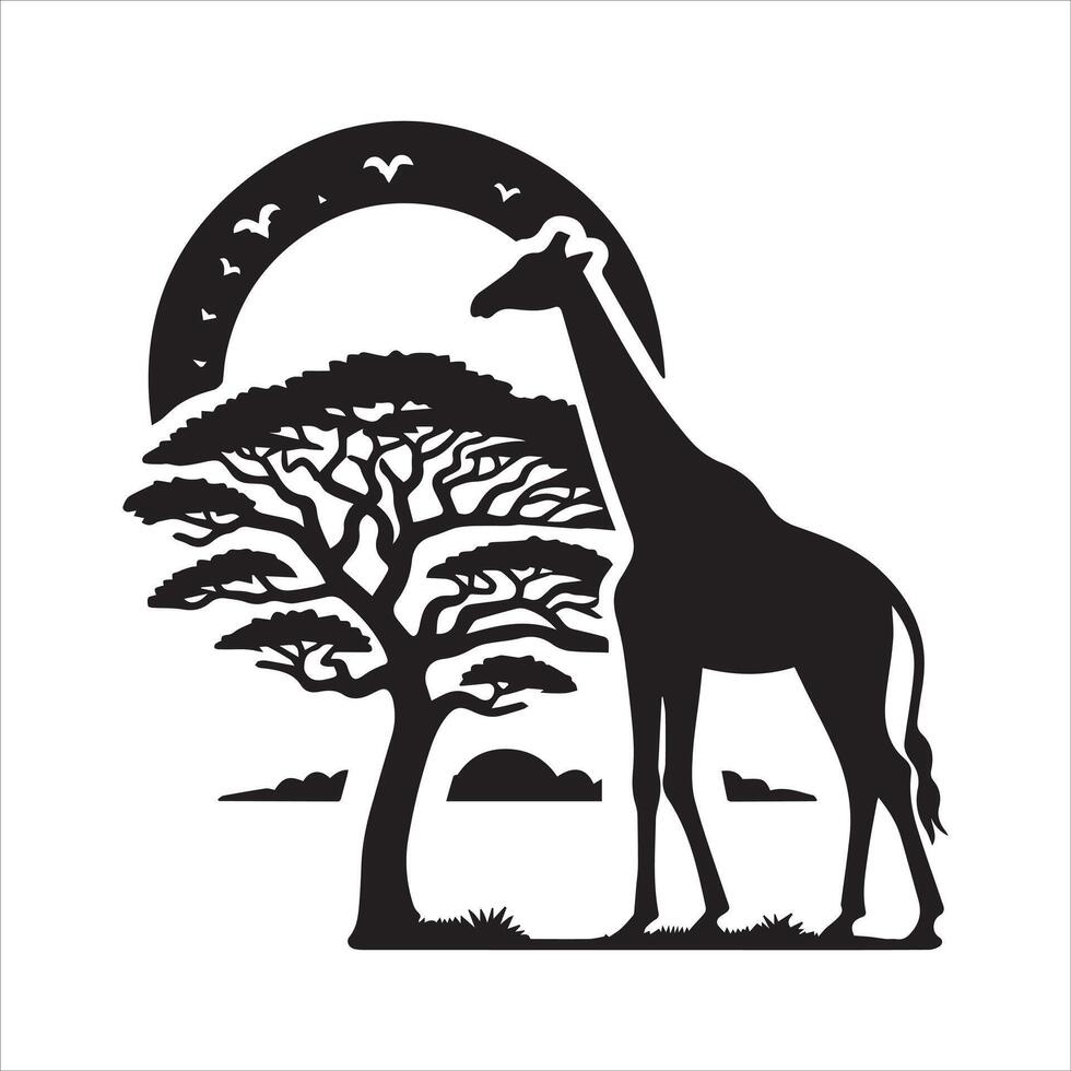 giraffe silhouette icon graphic logo design Stock Free