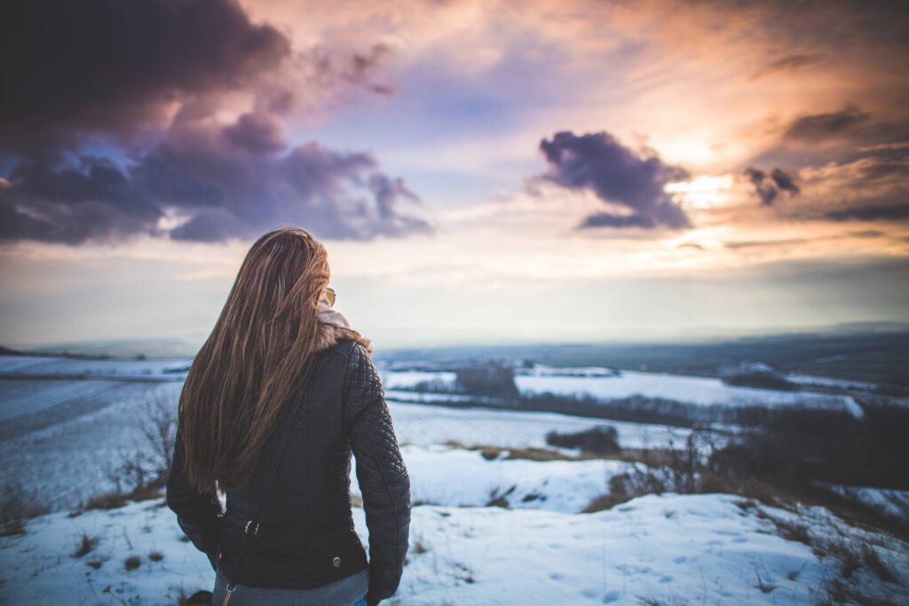 Girl and Fantasy Sky Scenery #1 Free Photo