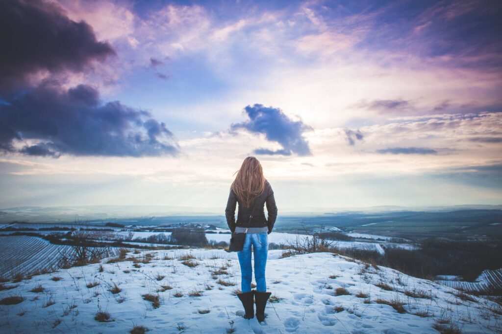 Girl and Fantasy Sky Scenery #2 Free Photo