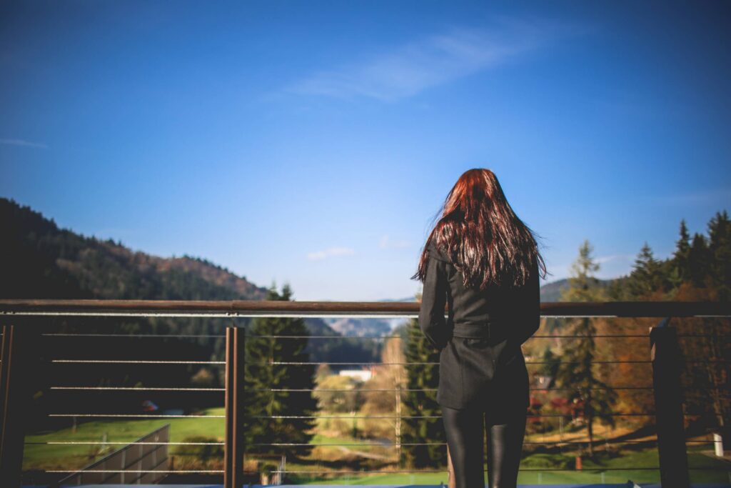 Girl Looking At Landscape Nature Free Photo