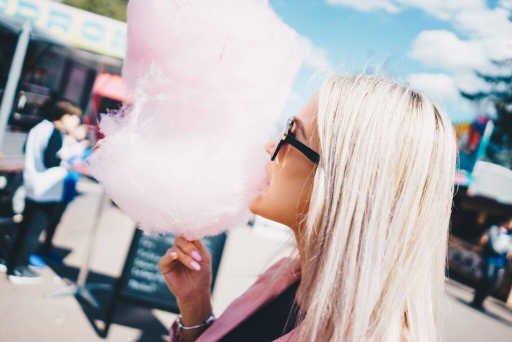 Girl with Cotton Candy Free Photo