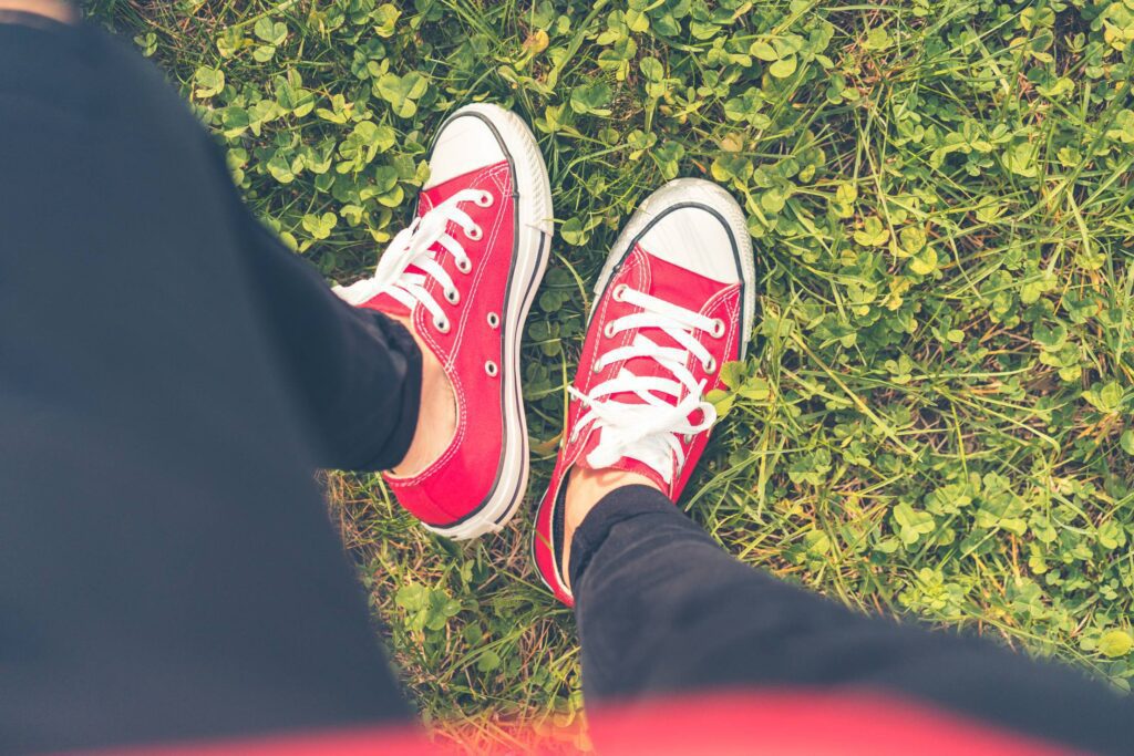 Girl with Red Shoes in Grass FPV #2 Free Photo