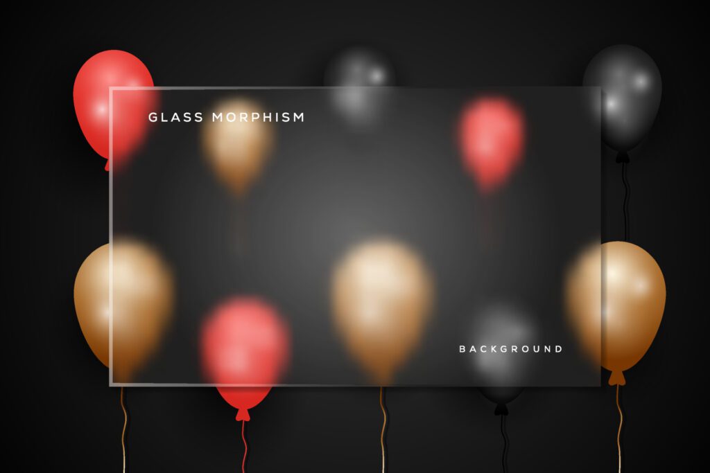 glass morphism illustration with helium balloon background Free Vector