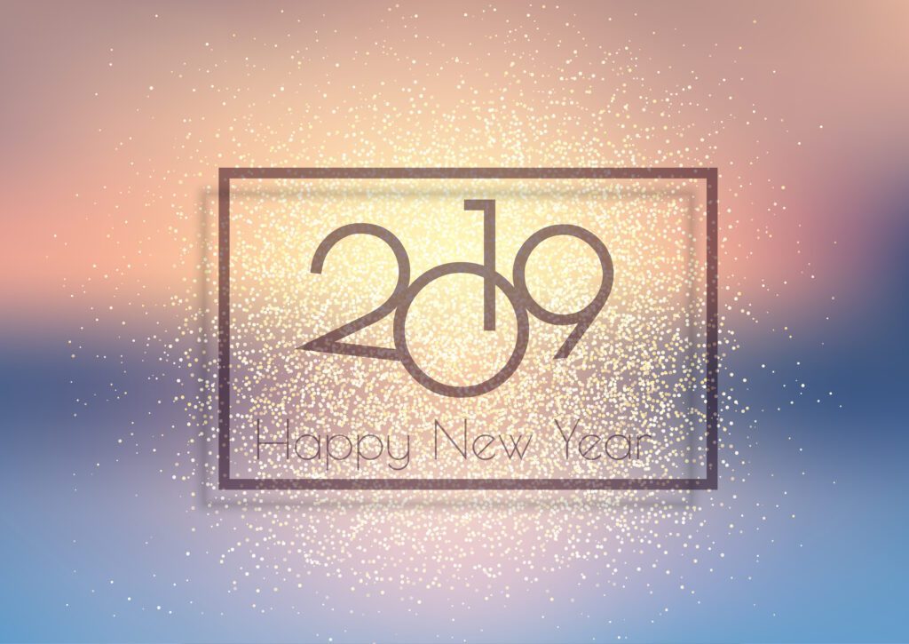 Glittery Happy New Year background Free Vector