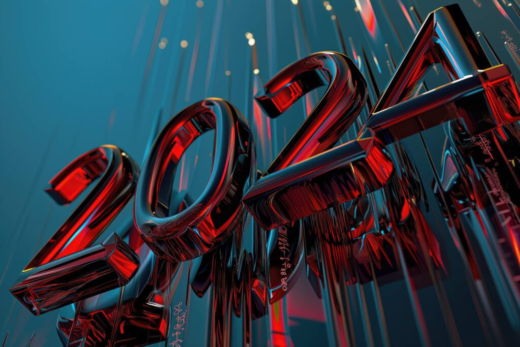 Glossy 2024 New Year Digital Art Stock Free