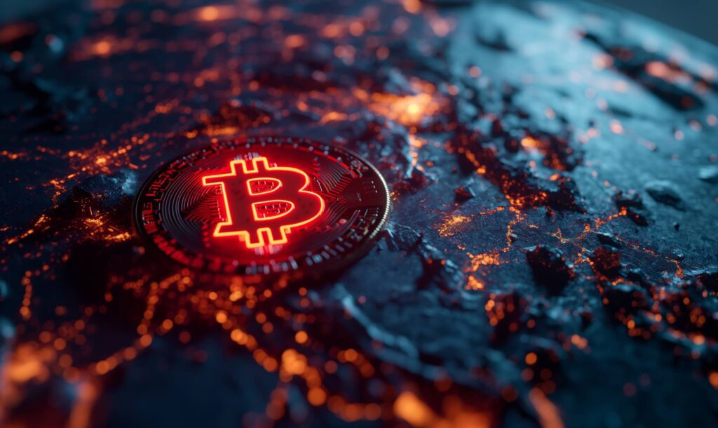 Glowing Bitcoin Logo Ready to Explode Stock Free