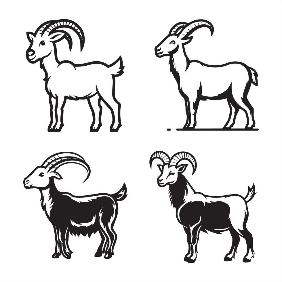 goat silhouette icon graphic logo design Stock Free