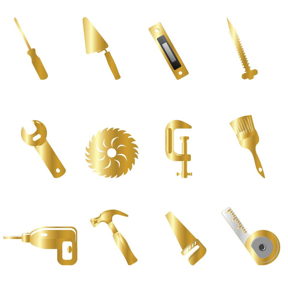 Gold construction icons isolate on white background Stock Free