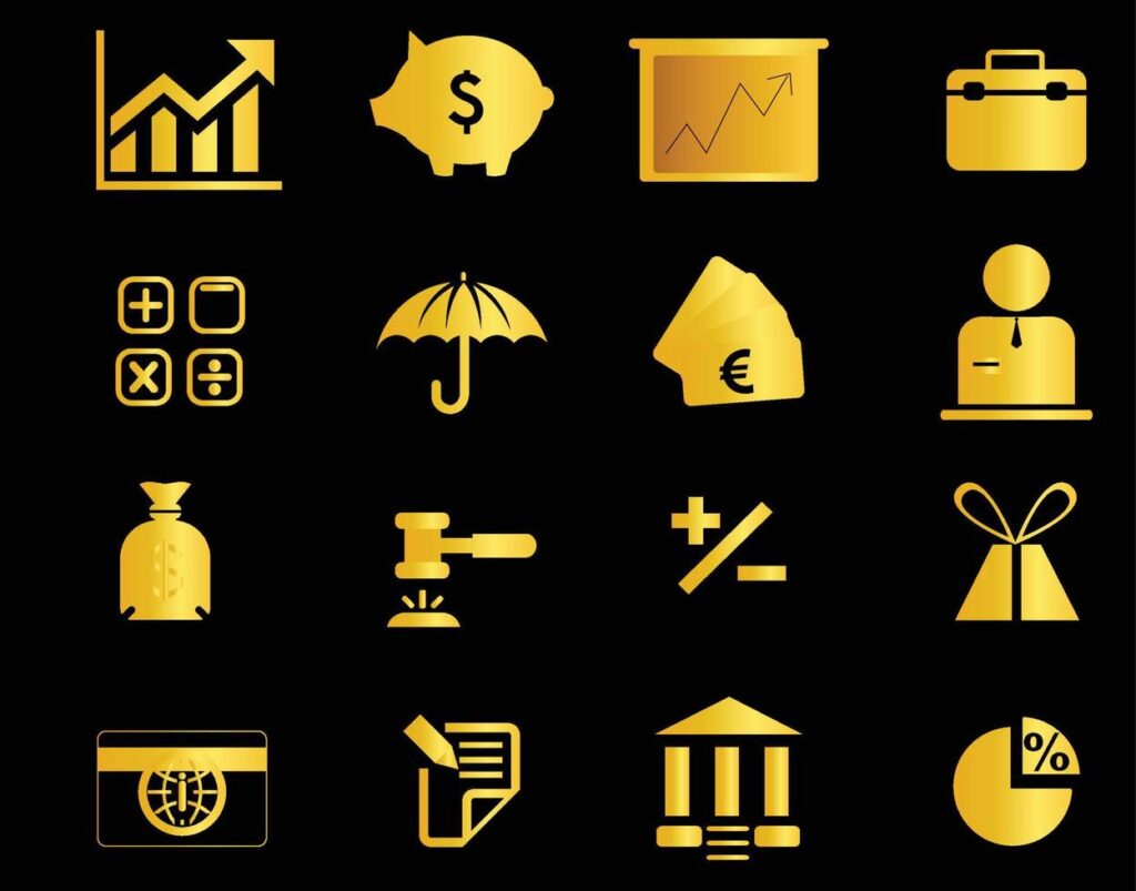 gold financial icons vector illustration Stock Free and Free SVG