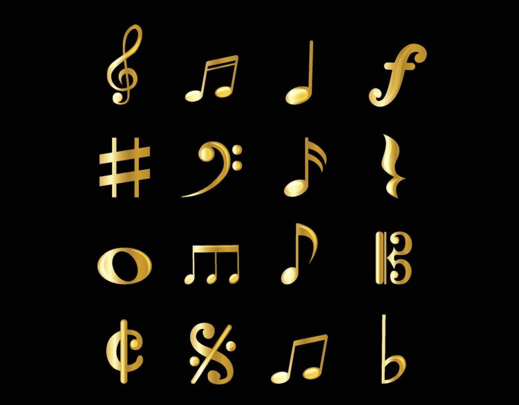 Gold icons of a music notes Stock Free