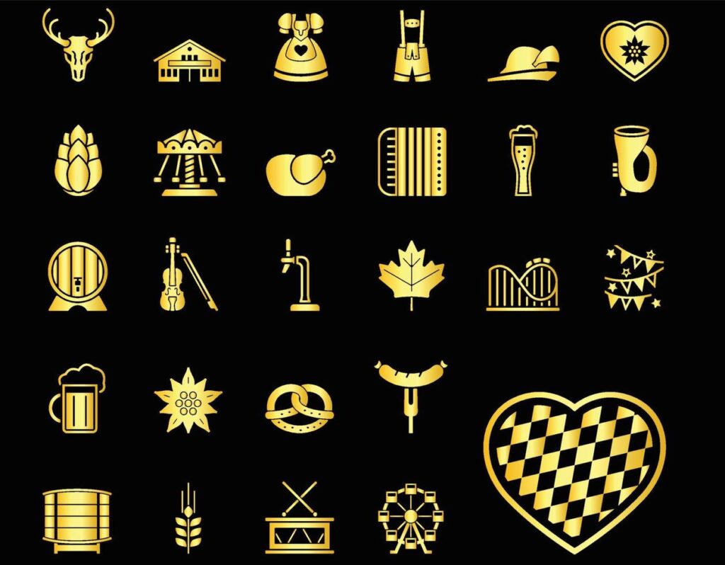 Gold oktoberfest farbe icon set Stock Free and Free SVG