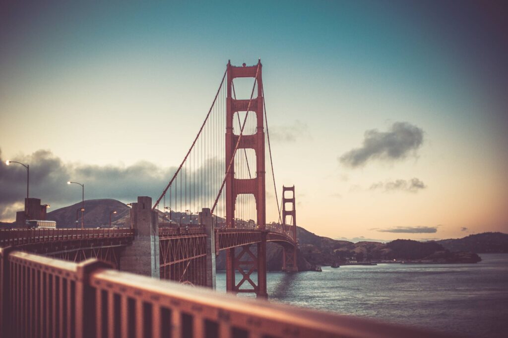 Golden Gate Bridge in San Francisco at Sunset Vintage Colors Free Photo
