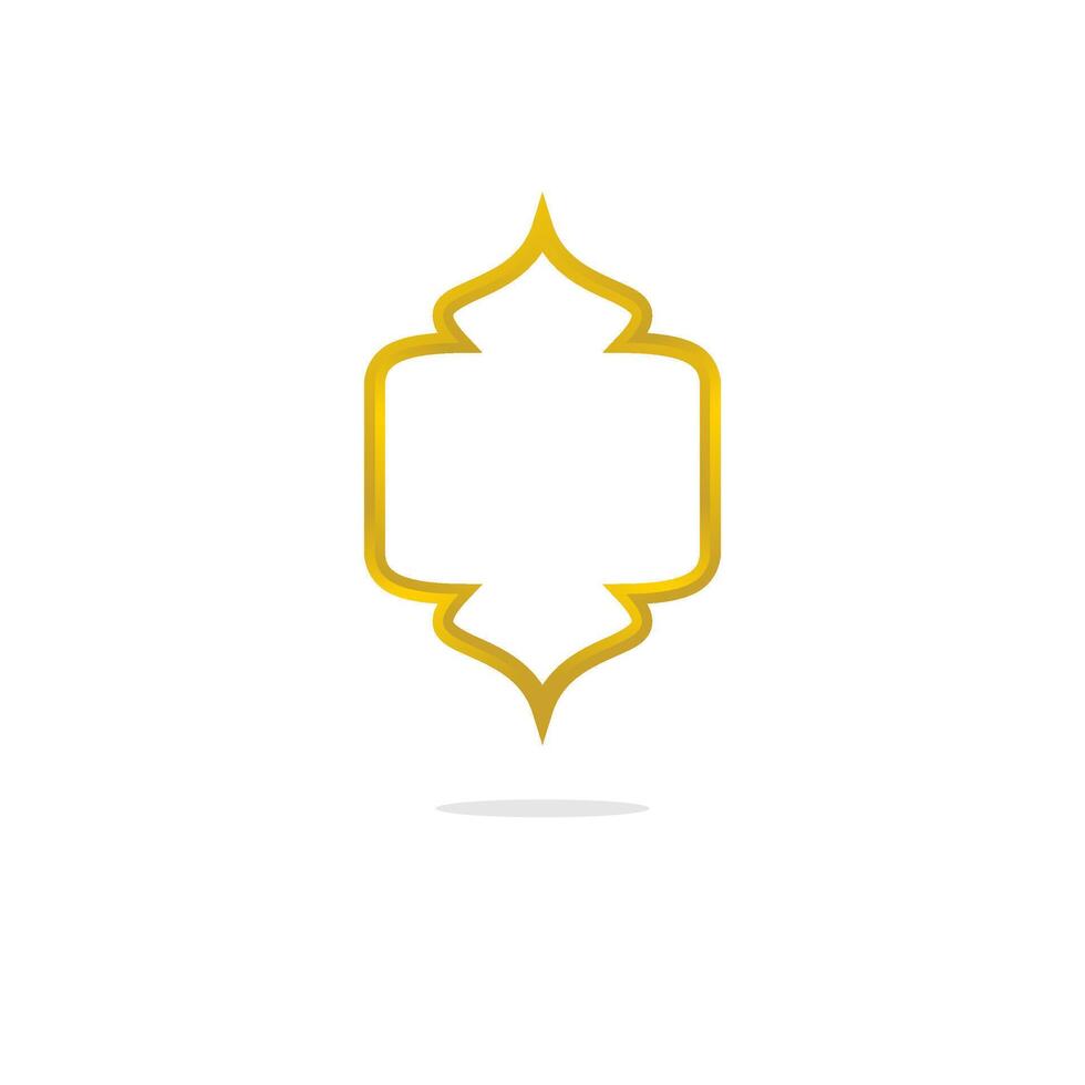 golden islamic logo with a frame. Elegant gold Islamic shape ornament frame. Abstract outline template for icon or badge, logo Stock Free