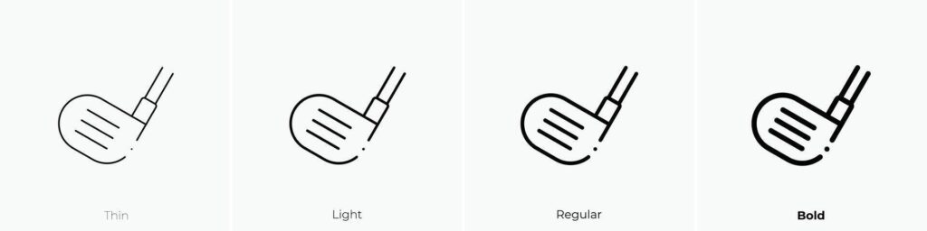 golf stick icon. Thin, Light, Regular And Bold style design isolated on white background Stock Free